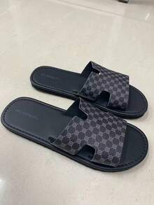 Men's Summer Sandals, Fashionable Versatile Men's Slippers, Men's Flat Sandals, Contrast Color Design, Minimalist Flat Slippers, Vacation Beach Roman Sandals - Black - View 2