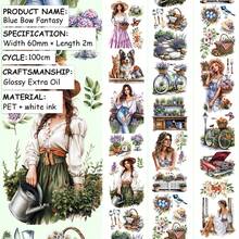 2m/Rolle Beautiful Lady PET Washi-Klebeband mit Ahornblättern, transparente Rollenaufkleber, dekoratives Klebeband für Scrapbooking, Journaling und ästhetische Schreibwaren - Stil - Übersicht 13