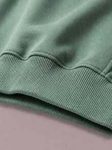 Minimalist Solid Color Sweatshirt For Men, 240g Pure Cotton Round Neck, Soft Long Sleeve Casual Daily Pullover - 綠色3 - 查看 6