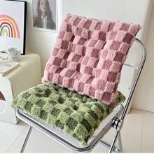 1pc Winter Plush Plaid Seat Cushion, Thickened Non-Slip Chair Pad For Office And Student Chairs, Long-Sitting Cushion - Multicolor - View 4