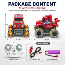 2.4GHz RC Stunt Car, Big Wheel Rolling Drift Off Road Remote Control Car, Long Head Truck Toy With LED Lights, Auto Demo, Rechargeable Battery, Durable Anti-Collision Boys Toy Gift - Multicolor - View 8