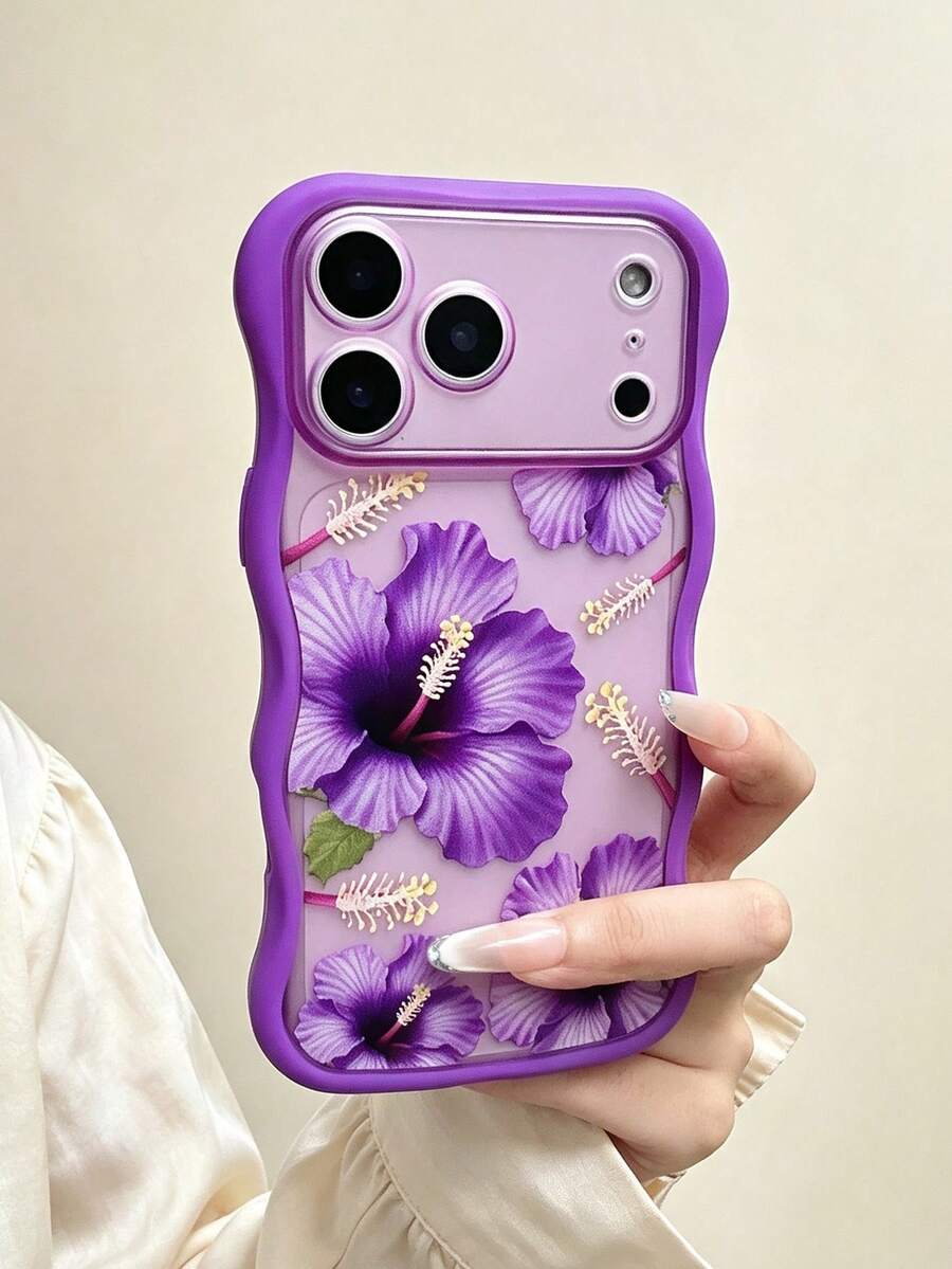 Floral Painted Skin-Feel Matte Purple Wavy Edge 2-In-1 Anti-Drop Full Coverage Phone Case Protective Cover Compatible With Ip 17/Ip 17pro/Ip 17promax/ IP16/11/16pro/16plus/16promax/16e/15Promax/13/14/12/XS/XR/7G/8P Phone Case Protective Cover - Multicolor - View 1
