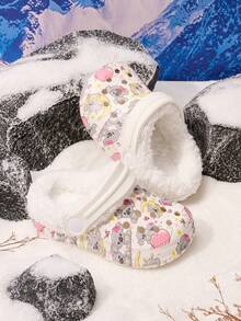 New Girls' Comfortable Fashion Casual Clogs, Versatile Thermal Lined Warm Clogs - White - View 6
