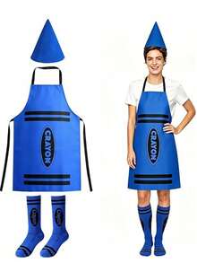 1pc/Set Unisex Colorful Apron Role Play Costume Set, Includes Colorful Apron And Cone Hat, Suitable For Party Games Role Play, World Book Day And Adult Dress Up - Multiple Styles - View 16