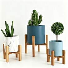 1pc Wooden Flower Pot Stand, Plant Display Rack, Living Room Window Sill Flower Stand, Desktop Flower Stand, Without Flower Pot - B - View 3