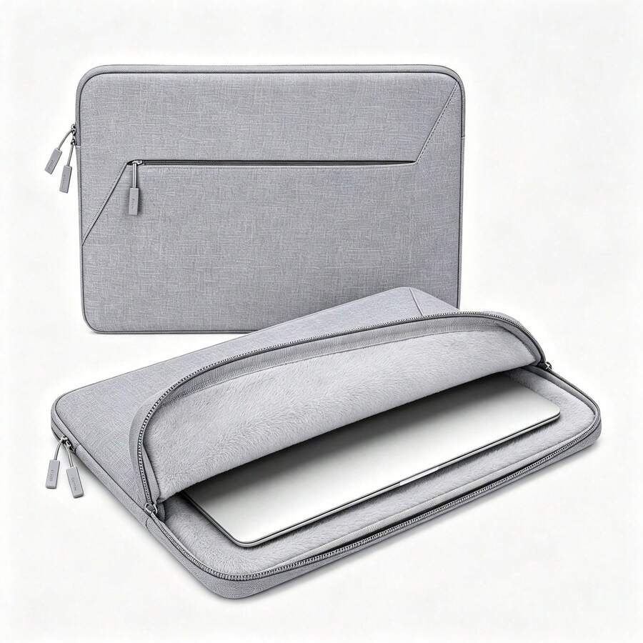 14 Inch Laptop Sleeve With Multiple Storage Pockets, Smooth Fabric Zipper Laptop Protective Case, Compatible With 14 Inch Windows Laptop, Minimalist Portable, Suitable For Business Travel And Daily Use, Grey - 14-inch - View 1