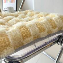 1pc Winter Plush Plaid Seat Cushion, Thickened Non-Slip Chair Pad For Office And Student Chairs, Long-Sitting Cushion - Multicolor - View 6