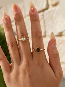 1Pc Fashion Sun Opal Fingertip Spinner Ring, Gold Geometric Open Ring For Women, Relieve Anxiety, Exquisite Jewelry Birthday Gift - Yellow Gold - View 14