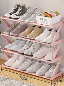 Z-Shaped Plastic Shoe Rack Floor-Standing Storage Rack Multi-Functional Large Capacity Easy Assembly Essential For Home Dormitory Space-Saving Storage Rack Suitable For Living Room Bedroom - Multicolor - View 10