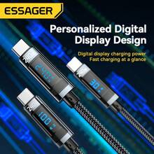 ESSAGER 240W USB Type C To USB C Cable 100W PD 3.1 Fast Charging Charger Wire Compatible With Iphone 15 16 Pro Max Pro - Grey - View 6