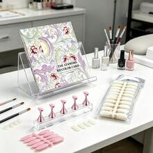 1 Set Nail Color Storage Book With Practice Base And Nail Tip Card Album, Transparent Nail Photo Storage Box, Dust-Proof Nail Sample Storage Organizer, Salon Nail Color Card Display Book - Multicolor - View 4