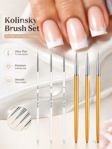 3er Set Nagelkunst Liner Pinsel, Ultra-Feine Linien Stifte (7/9/11mm) für UV Gel Nagellack, Transparente Griff Detail Liner Pinsel, geeignet für lange Linien, French Manicure, Mikro Malerei und DIY Heim Salon Nagelkunst Design Werkzeuge - Verschiedenfarbig - Übersicht 13