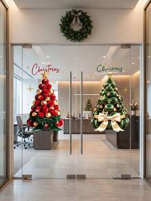 2pcs/Set Christmas WindowSticker,ChristmasTreePattern,35*50inches Reusable, Winter Window Decal, Suitable For Home Office Glass Door And Window Decoration, Wall Sticker, Room Decor, Bedroom Decor, Kitchen Decor, Home Decor - Multiple Styles - View 3