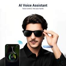 BLACKVIEW 無線藍牙眼鏡與耳機,女款/男款時尚智能眼鏡,男款智能眼鏡可播放音樂、接聽與拒接電話、遠端控制相機、AI 語音助手,適合戶外、運動、開車,送給男士或女士的禮物 - 查看 4