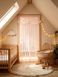1 buah Tirai Renda Merah Muda, Tirai Semi-Transparan dengan Desain Pola Bordir di Bagian Atas, Cocok untuk Dekorasi Acara Baby Shower, Kamar Anak, Kamar, Liburan, Kamar Tidur, Dekorasi Ulang Tahun - MultiWarna - View 5