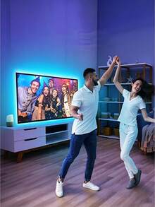 1pc RGB LED Strip Light, USB 5V TV Backlight With 3-Button Wired Controller, Color Changing Self-Adhesive Ambient Light For Monitor, Gaming, Home Party Decoration (No Remote Control) - 3-key - View 5