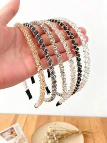 5pcs Rhinestone Crystal Headband For Women, Light Luxury, High-End Feel, Elegant, Simple, Internet Celebrity Hairband, Outer Hair Accessories - Multicolor - View 1
