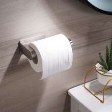 Wall-Mounted Drill-Free Toilet Roll Holder, Self-Adhesive Stainless Steel Toilet Roll Holder, Bathroom Storage Rack - Silver - View 3