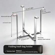 New Portable Folding Stainless Steel Trash Can Rack - Kitchen Floor-Standing Trash Rack Storage Rack, Space-Saving Kitchen Countertop Storage Rack, Convenient For Trash Disposal And Storage - Portable Simple Kitchen Desktop Trash Can - Multicolor - View 7