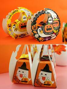 4pcs Halloween Handheld Gift Box, Candy And Cookie Box, Party Gift Box, Party Decorations, Suitable For Halloween, Birthday Parties, Trick Or Treat Events, Festive Parties - Multicolor - View 3