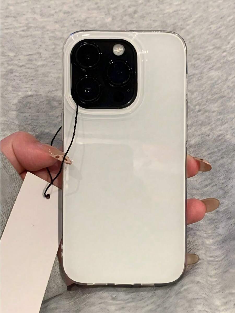 Cute Jelly Glossy Phone Case, Compatible With IPhone 17 Air 16 15 14 13 12 Pro Max 11, Solid Color Shock-Proof Soft Shell - White - View 1