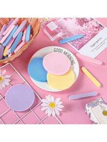 50pcs Disposable Compressed Cosmetic Sponge Pads For Face Mask, Makeup Removal, Exfoliating - Multicolor - View 5