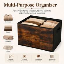 8 Grid Wood Grain Fabric Storage Box Foldable Shoe Organizer With Clear Lid Divider Closet Bin Clothes Wardrobe Container Bedroom Home Organization Solution Drawer Shelf Space Saving Stackable Multipurpose Boxes For Graduation Gift - View 5