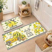 1/2pcs Lemon Pattern, Vintage Diatomaceous Earth Mat, Super Absorbent, Non-Slip, Perfect For Bathroom, Kitchen And Dining Room, Quick Dry, Machine Washable, Perfect Gift For Home Decor And Bathroom Mat - Multicolor - View 4