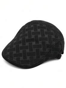 Men's Geometric Jacquard Beret, Adjustable Back Strap Newsboy Cap, Casual Flat Top Ivy Cap, Suitable For Daily Outdoor Wear - Diamond Checkered 7-color Newsboy Cap - View 19