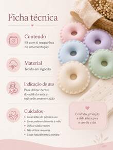 Kit 6 Rosquinhas de Amamentação Absorventes para Seios em Algodão Reutilizáveis - Multicolorido - Visão 5