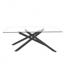 Tempered Glass Coffee Table, Rectangular Coffee Table, Black Metal Legs, Modern Living Room Table, Black-H46/L100/D60 Cm - 黑色 - 查看 6
