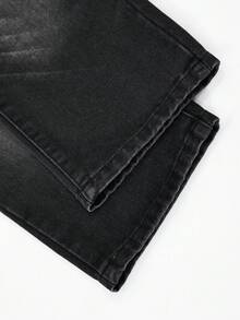 Young Boy Fashion Spring Pocket Loose Wide Leg Denim Jeans - Black - View 7