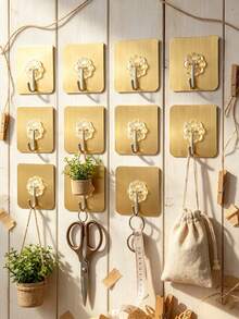 Self-Adhesive Wall Hooks, Cute Towel And Keychain Hooks For Bathroom, Office, And Closet Decoration, Home Furniture Storage Rack - Gold - View 1