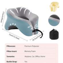 Ergonomic Office Pillow, Easy Nap Pillow, Desktop Nap Pillow, Travel Neck Pillow, Most Suitable For Prone Sleeping And Resting, Suitable For Sleep, Airplane, Car, Office, Memory Foam Airplane Neck Pillow, 360° Support Collapsible Pillow - Black - View 2