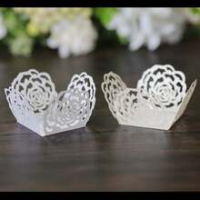 10pcs/Pack Wedding Gift Decoration Stand, Banquet Table Centerpiece, Home Decor, Valentine's Day Gift Accessory, Wedding Holiday Tabletop Decoration Box, Wedding Party Gift Packaging Box, Hollow Rose Floral Edge Style Flower Holder Ornament - Multiple Styles - View 4
