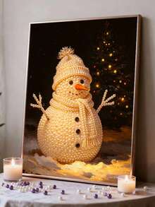 Framed DIY Pearl Painting Set, Handmade Self-Adhesive Pearls, Christmas Snowman Creative Pattern, Handmade Holiday Gifts, Home Wall Decoration Painting, Pearl Painting With Frame - No Frame - View 4