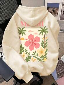 1pc Girls Floral Print Pullover Sweatshirt, Long Sleeve Design, Suitable For Autumn/Winter Wear - Apricot - View 2