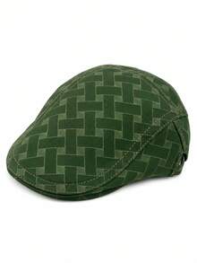 Men's Geometric Jacquard Beret, Adjustable Back Strap Newsboy Cap, Casual Flat Top Ivy Cap, Suitable For Daily Outdoor Wear - Diamond Checkered 7-color Newsboy Cap - View 6