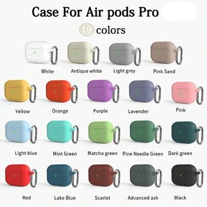 Capa de Silicone Flexível para Fone AirPodss 1 2 3 4 Pro 1 2 3 4 Protetora Anti Impacto com Mosquetão 19 Cores Acessórios Fone Bluetooth