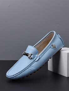 Handmade Men's Loafers, Comfortable Casual Work Driving Slip-On Shoes, Plus Size Men's Loafers, Slip-On Driving Shoes - Sky Blue - View 15