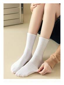 5/10 Pasang Kaos Kaki Tinggi Unisex, Kaos Kaki Olahraga Putih dan Abu-abu Polos dengan Manset, Cocok untuk Pemakaian Sehari-hari - Beraneka warna - View 2