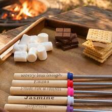 Engraved Telescopic Marshmallow Roasting Sticks | Custom S'mores Campfire Skewers, Fun Phrase BBQ Camping Gift For Friends - Multicolor - View 4