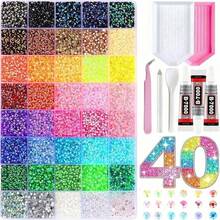 60 Colors Jelly Resin Flat Back Rhinestones Luxury Kit, 48,000pcs Resin Rhinestones With Tweezers, Dotting Pen, Sorting Tray, Glue And Other Tools, Handmade DIY Material Pack For DIY Hats, Water Cup Rhinestone Decoration, Diamond Painting, Versatile Applications - Multicolor a - View 11