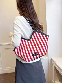 Fashion Versatile New Design Popular Premium Texture Shoulder Underarm Bag Casual Tote Handbag Suitable For Shopping, Dating Vintage Striped Women's Bag - Multicolor - View 3
