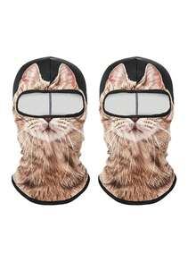 1pc/2pcs Creative 3D Animal Face Ear Head Cover, Unisex Breathable Sun Protection Full Face Mask, Suitable For All Seasons, Outdoor Running, Cycling, Fishing, Hiking - Multicolor - View 11