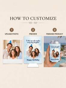 Customized Family Photo Cup Sleeves, Watercolor Portrait Cup Sleeves, Personalized Text Heat-Resistant Sleeves, Suitable For Family Birthday Gifts, Customized Photo Souvenirs, Small Gifts For Family Reunion Parties. - Multicolor - View 8