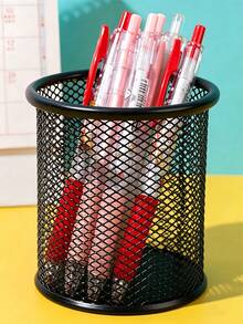 Hollow Mesh Pen Holder Storage Box Multifunctional Stationery Organizer Rack Makeup Brush Holder For Storing Eyeshadow Brushes Pencils And Various Office Stationery For Student Back To School Desktop Decor School Supplies Vanity Accessories - Multicolor - View 3