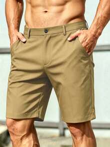 Men's Golf Shorts, Business Casual Bermuda Shorts, Suitable For Travel, Meetings, Golf, Outdoor Sports And Daily Work Wear Summer - Khaki - View 2
