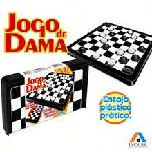 Jogo De Damas (1 Unidade) Dama Brinquedo - Preto - Visão 1