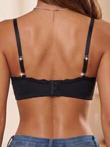 Women's Black Bow Lace Patchwork French Elegant Comfortable Lingerie - Black - View 5